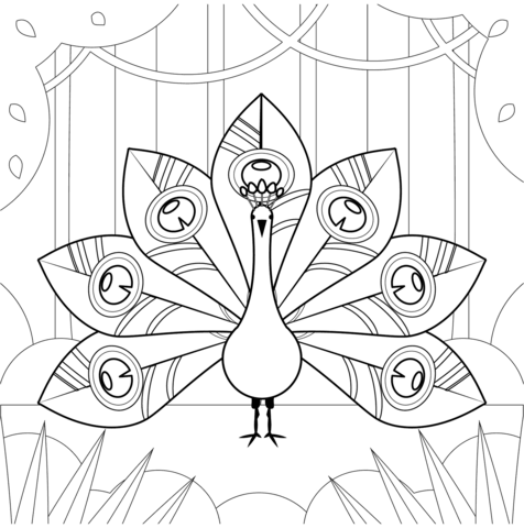 Desenho de Pavão para imprimir