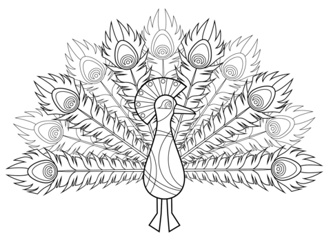 Desenho de Pavão para imprimir