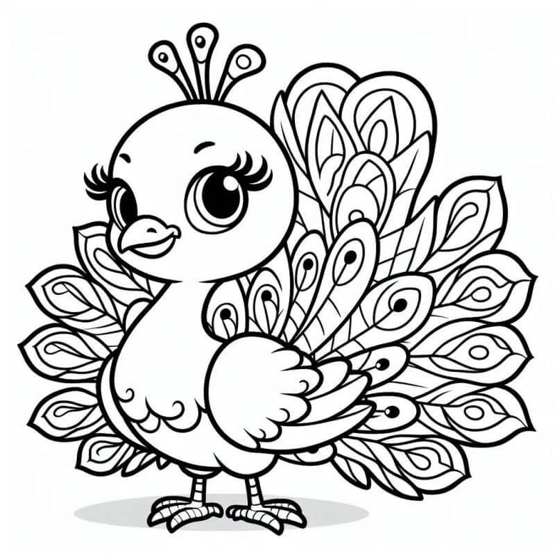 Desenho de Pavão para imprimir