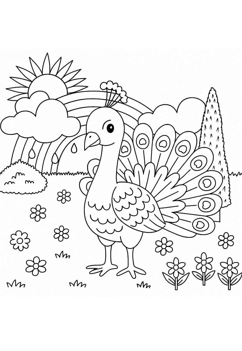 Desenho de Pavão para imprimir