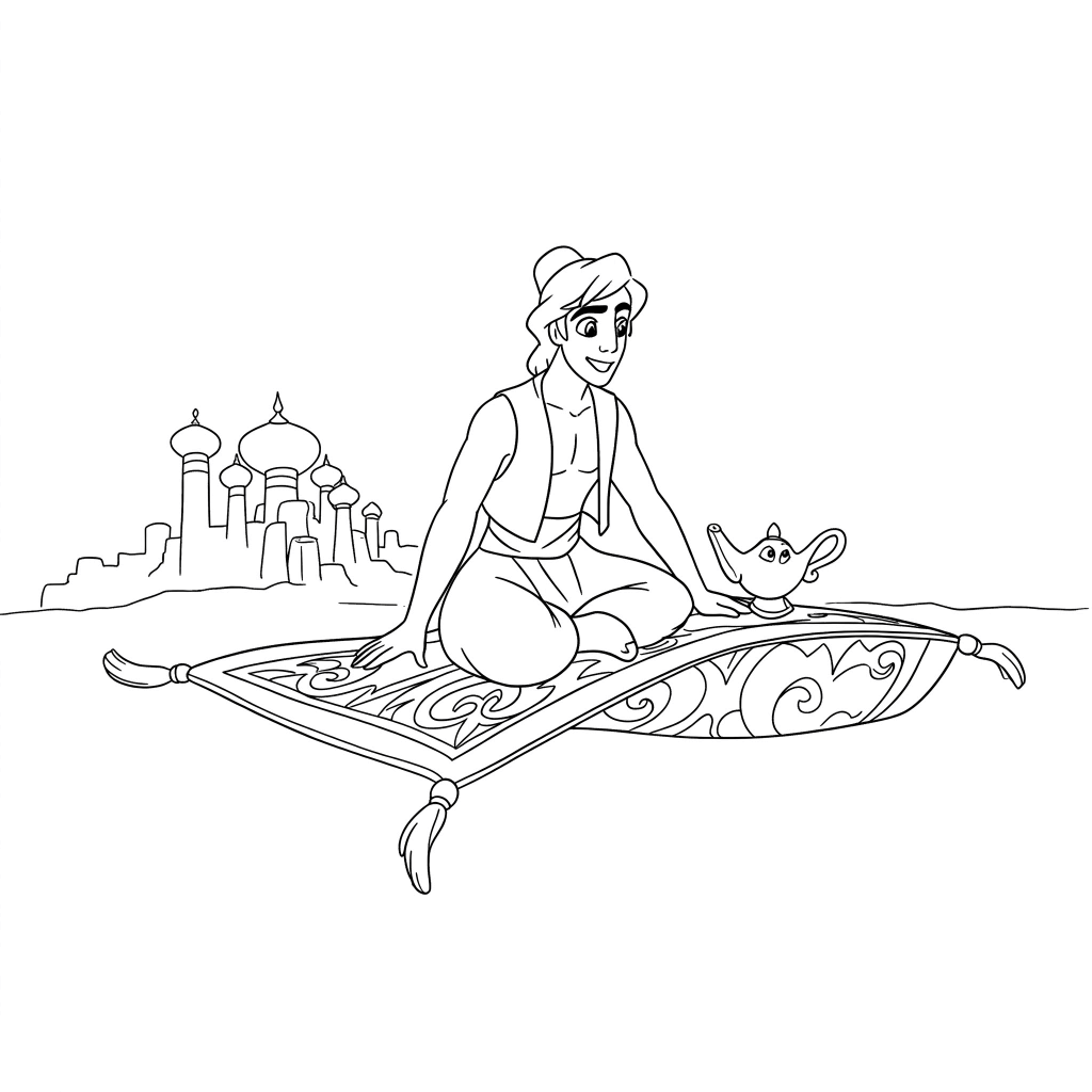 Desenho de Aladdin para imprimir