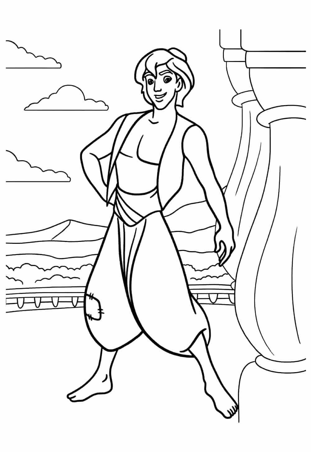 Desenho de Aladdin para imprimir