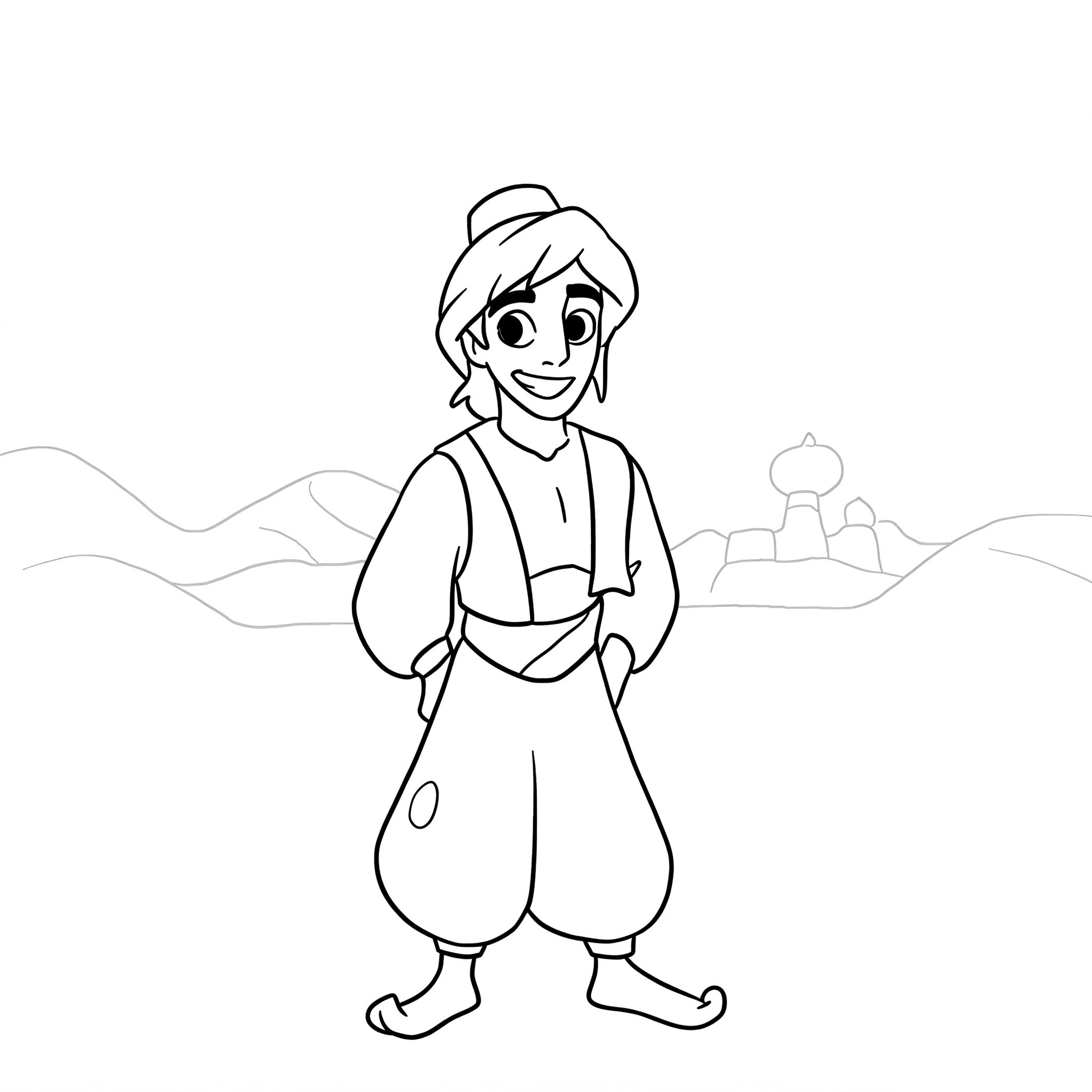 Desenho de Aladdin para imprimir