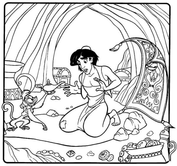 Desenho de Aladdin para imprimir