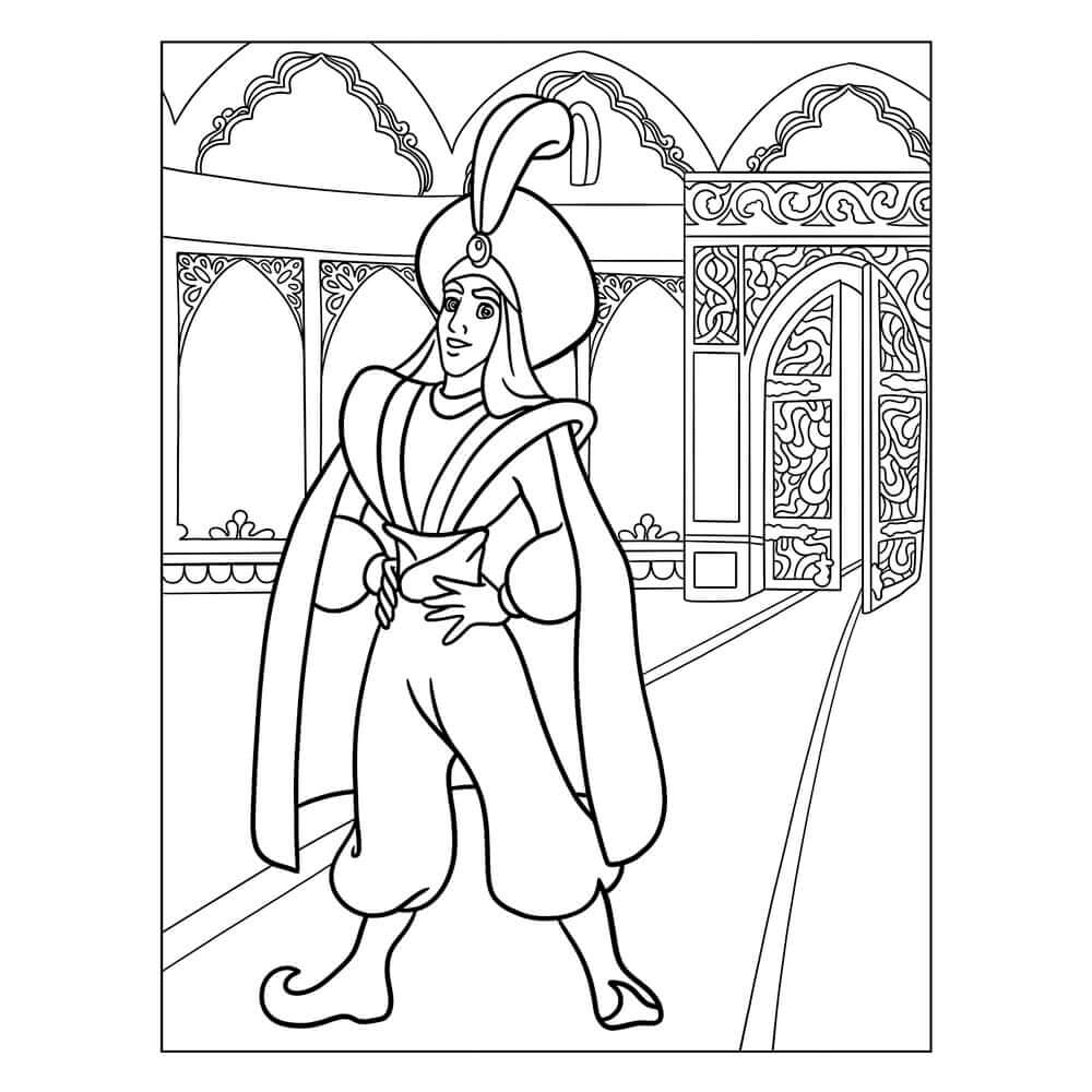 Desenho de Aladdin para imprimir