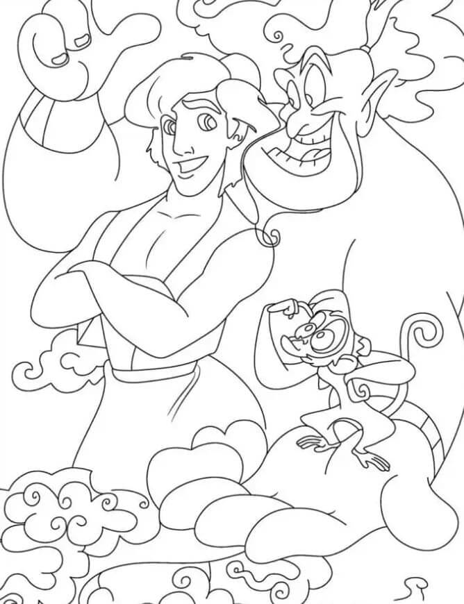 Desenho de Aladdin para imprimir