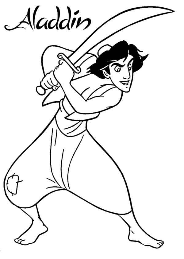 Desenho de Aladdin para imprimir