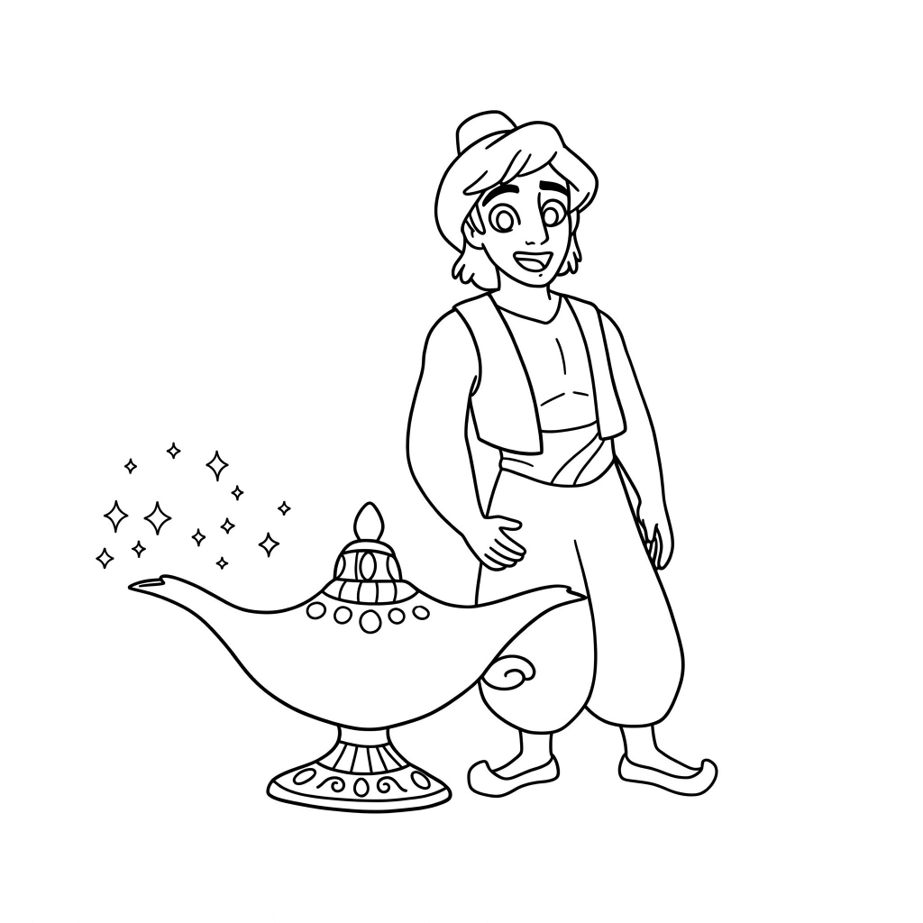 Desenho de Aladdin para imprimir