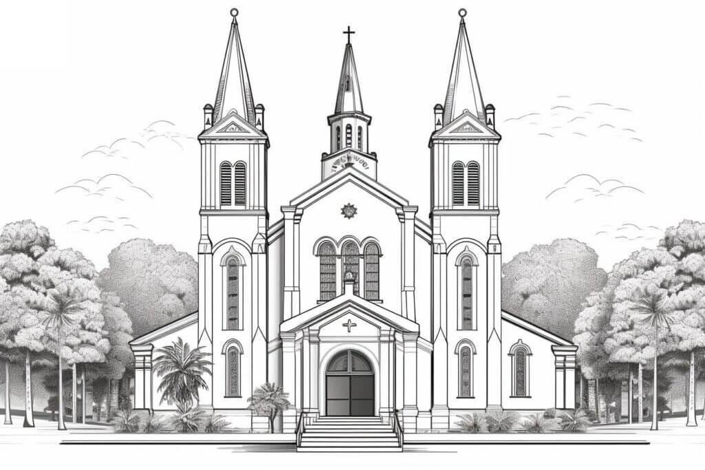Desenho de Igreja para imprimir