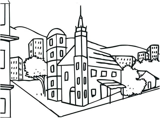 Desenho de Igreja para imprimir