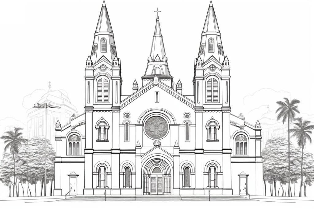 Desenho de Igreja para imprimir