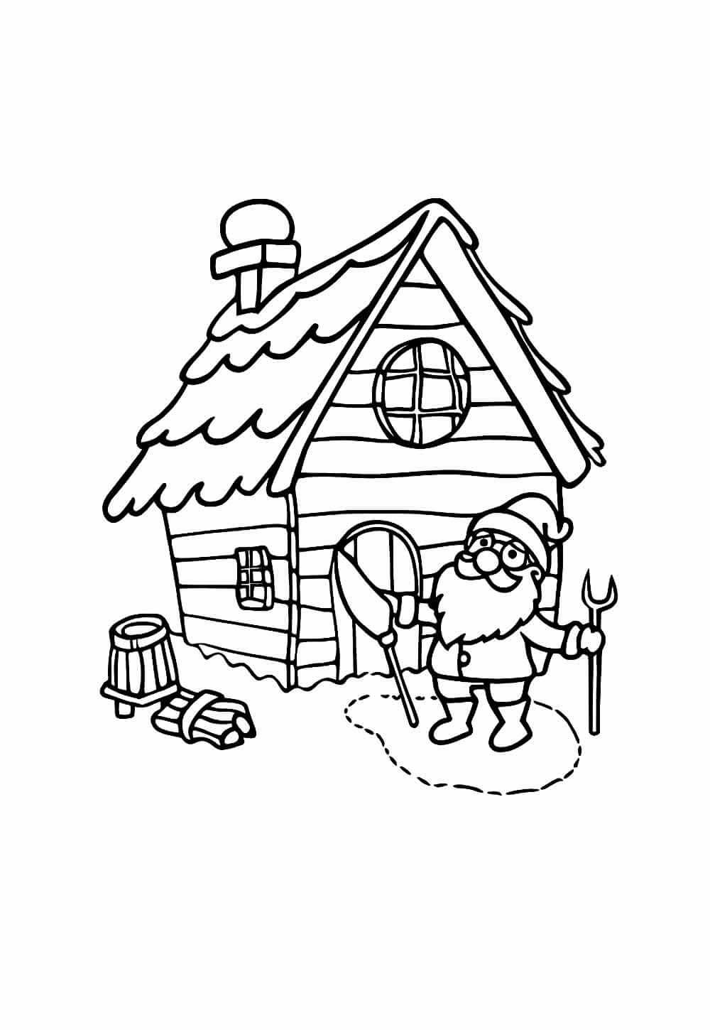 Desenho de Casa do Papai Noel para imprimir