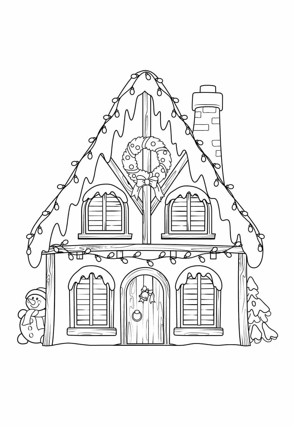 Desenho de Casa do Papai Noel para imprimir