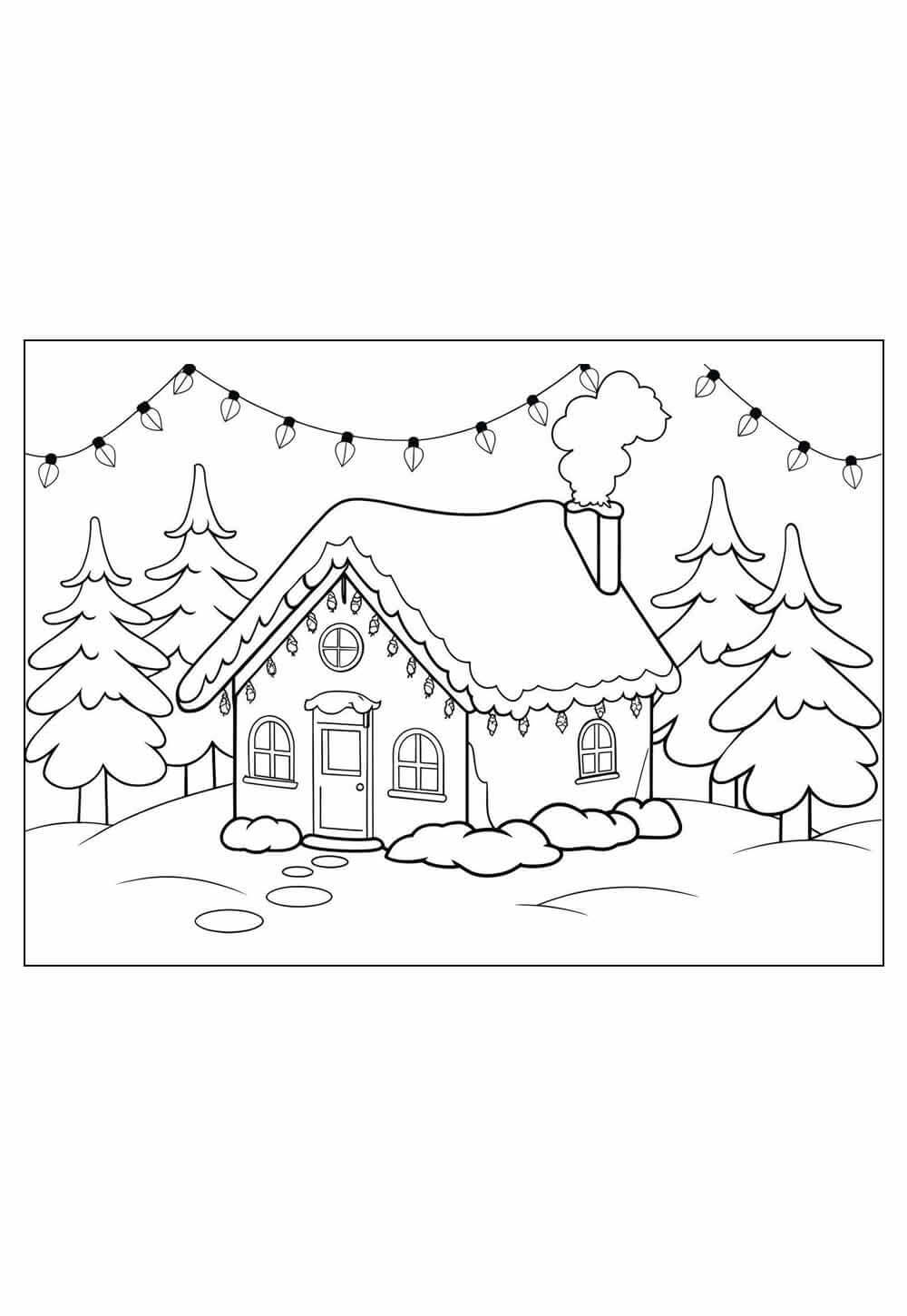 Desenho de Casa do Papai Noel para imprimir