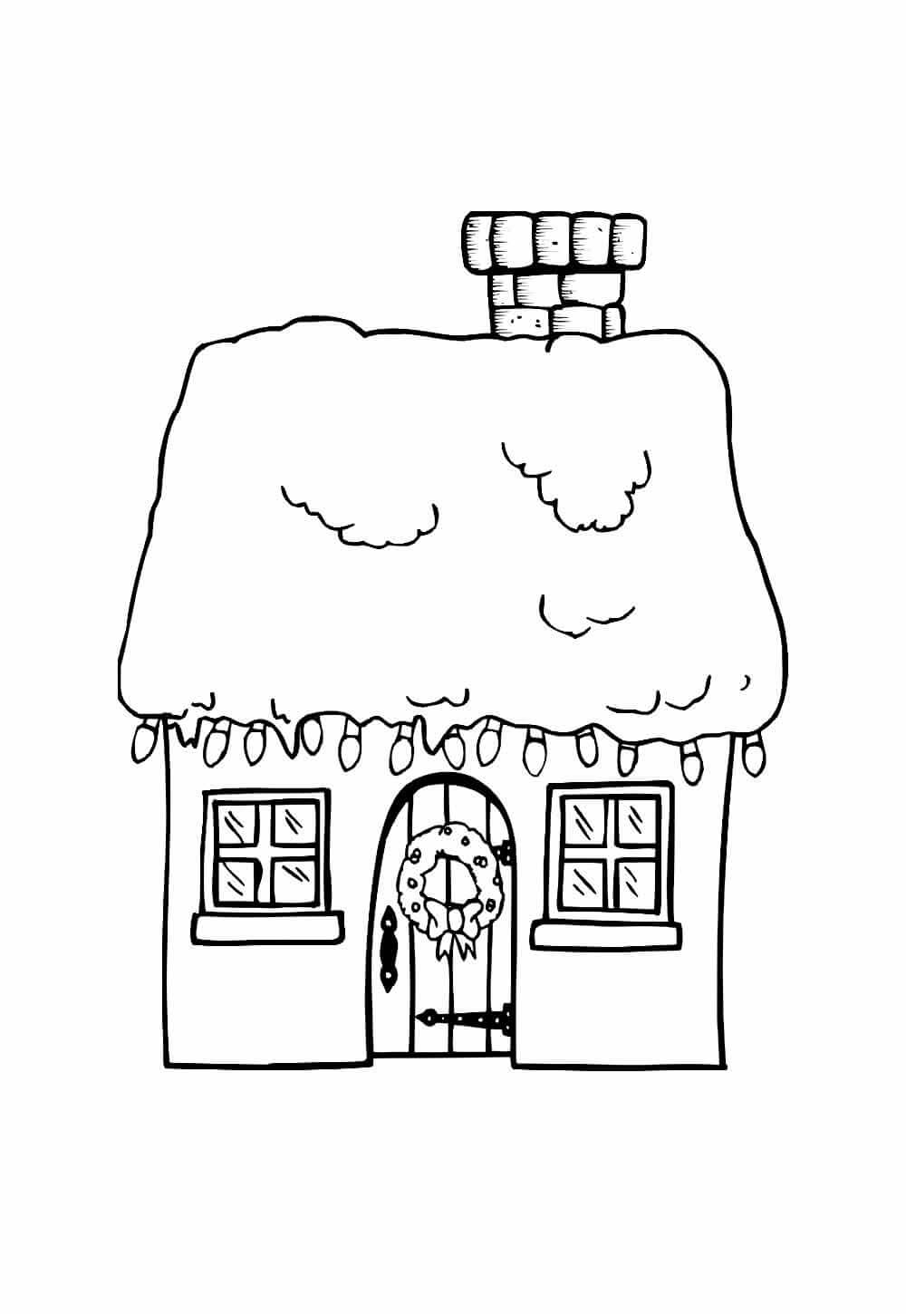 Desenho de Casa do Papai Noel para imprimir