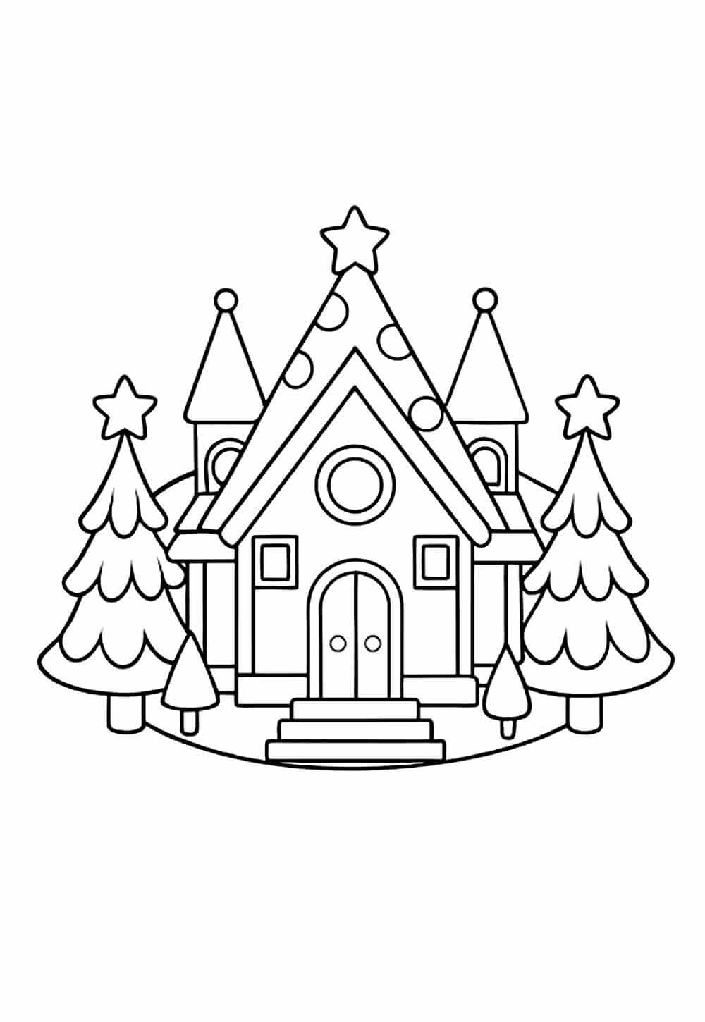 Desenho de Casa do Papai Noel para imprimir