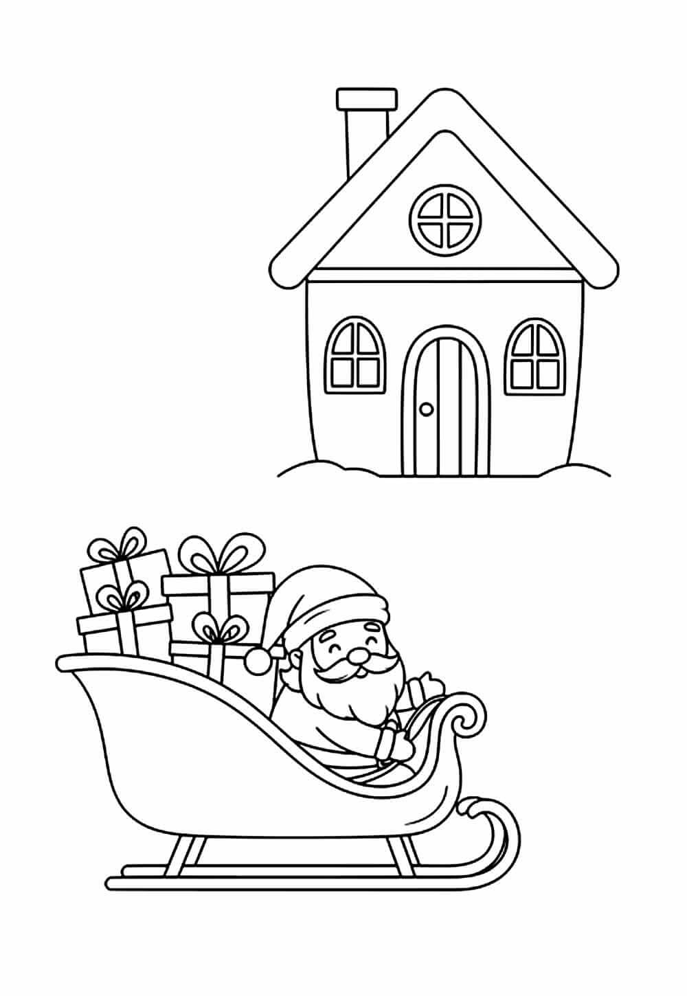 Desenho de Casa do Papai Noel para imprimir