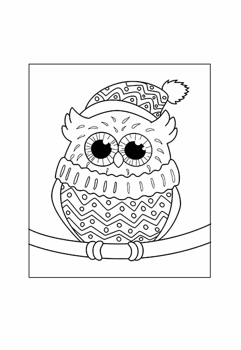 Desenho de Coruja de Natal para imprimir