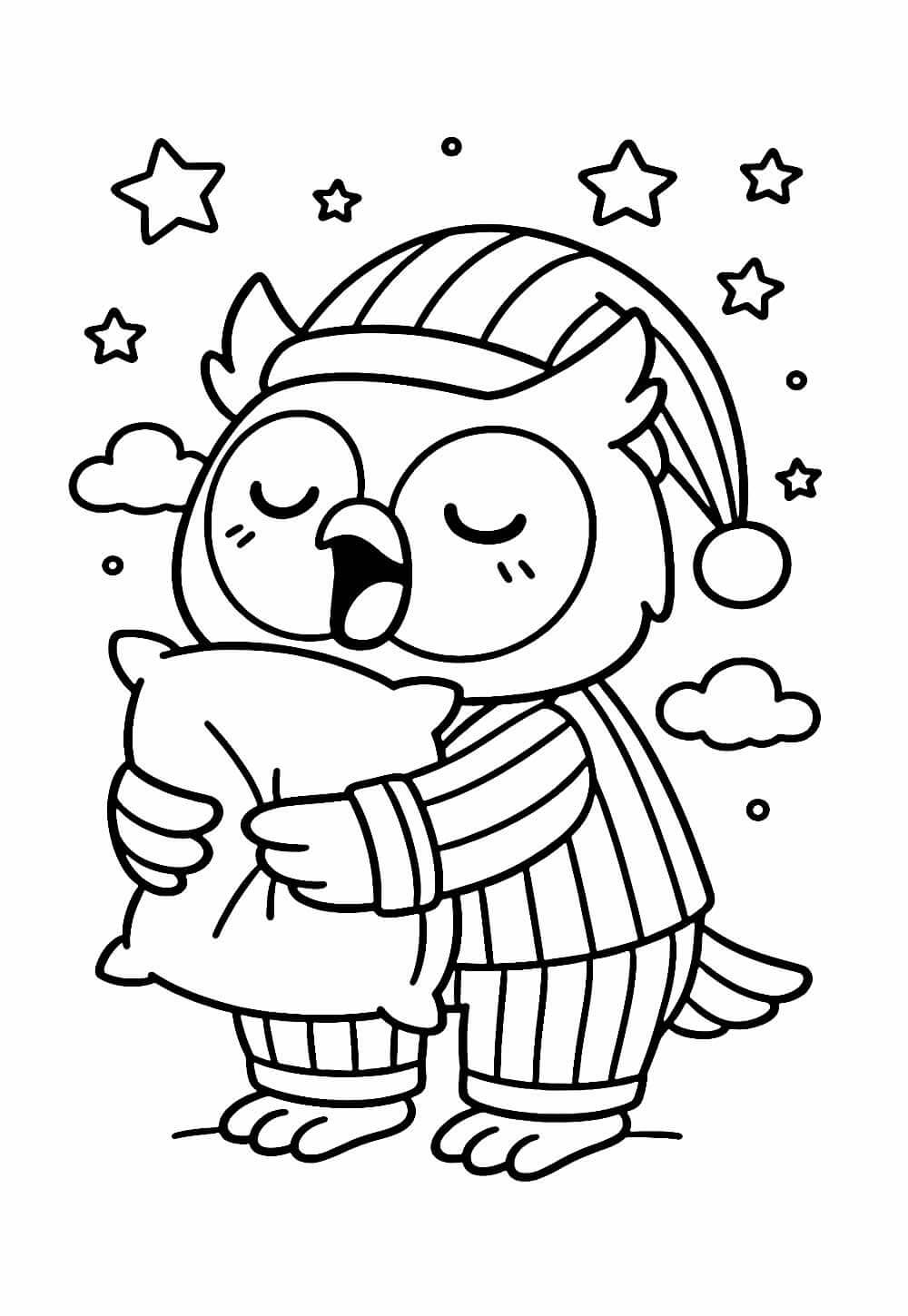 Desenho de Coruja de Natal para imprimir