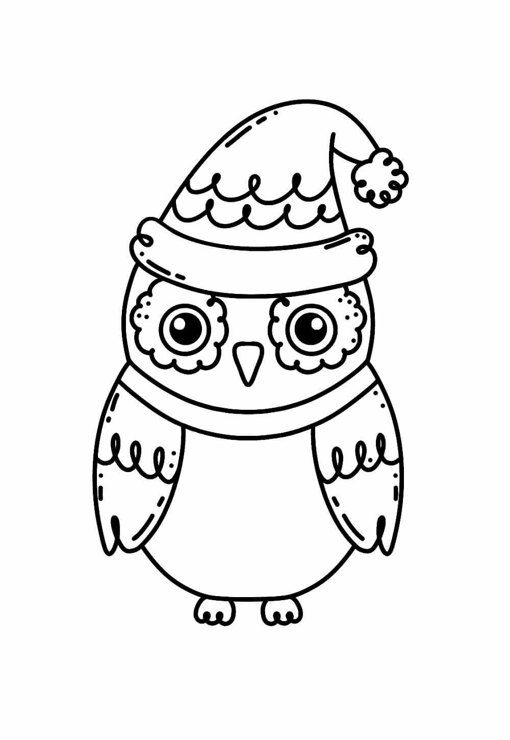 Desenho de Coruja de Natal para imprimir
