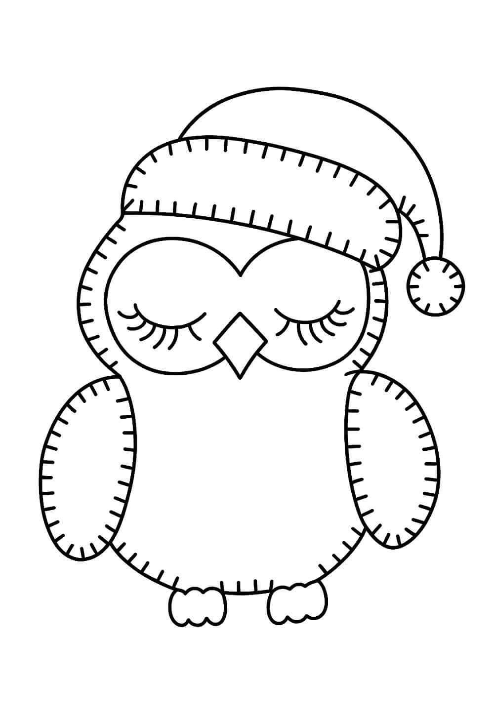 Desenho de Coruja de Natal para imprimir