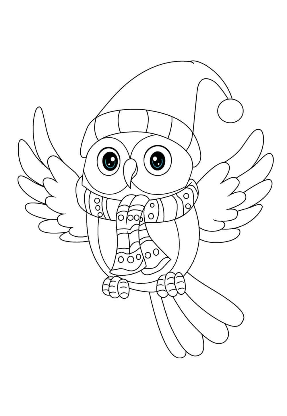 Desenho de Coruja de Natal para imprimir