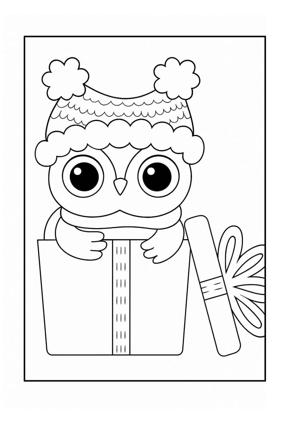 Desenho de Coruja de Natal para imprimir