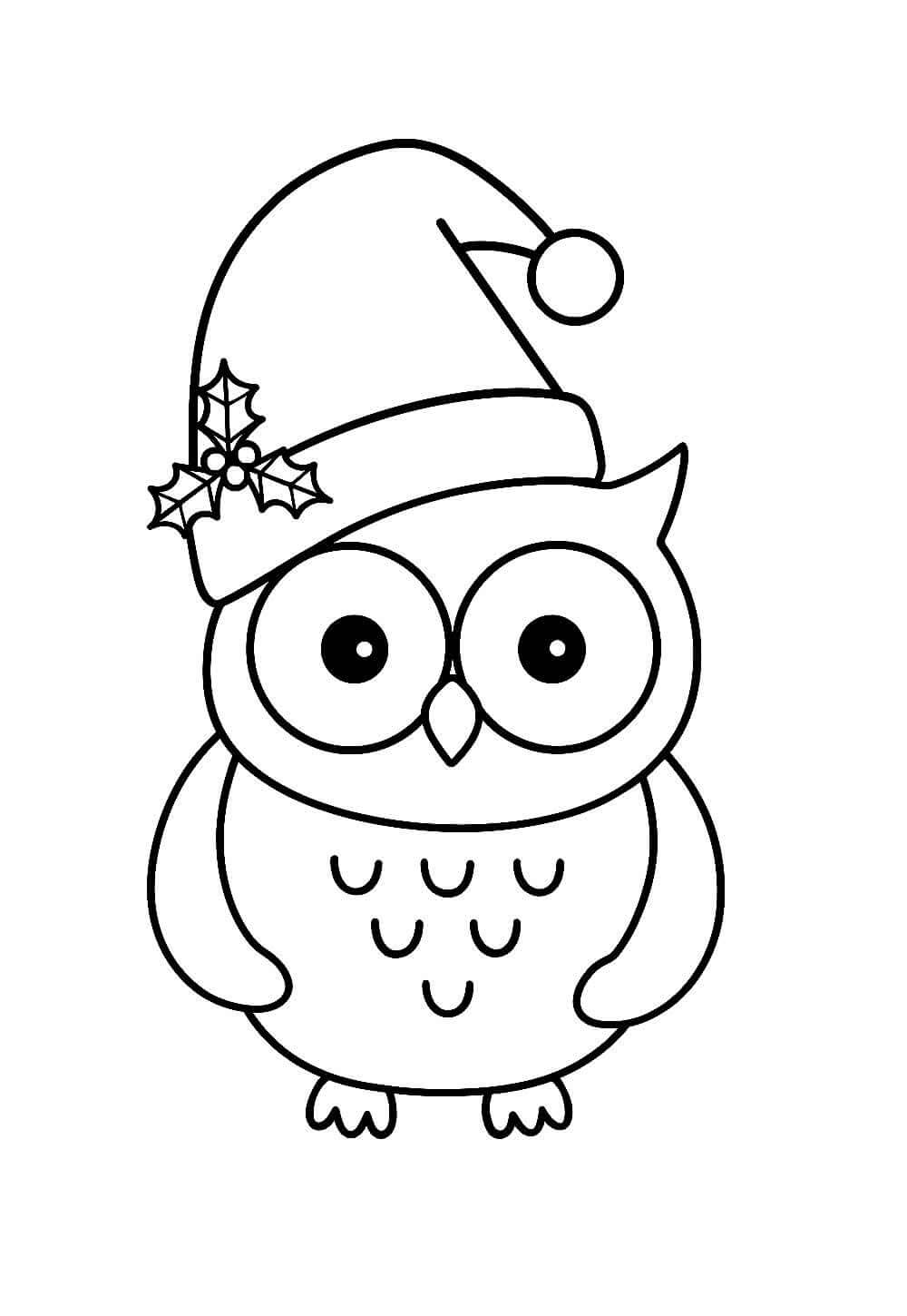 Desenho de Coruja de Natal para imprimir