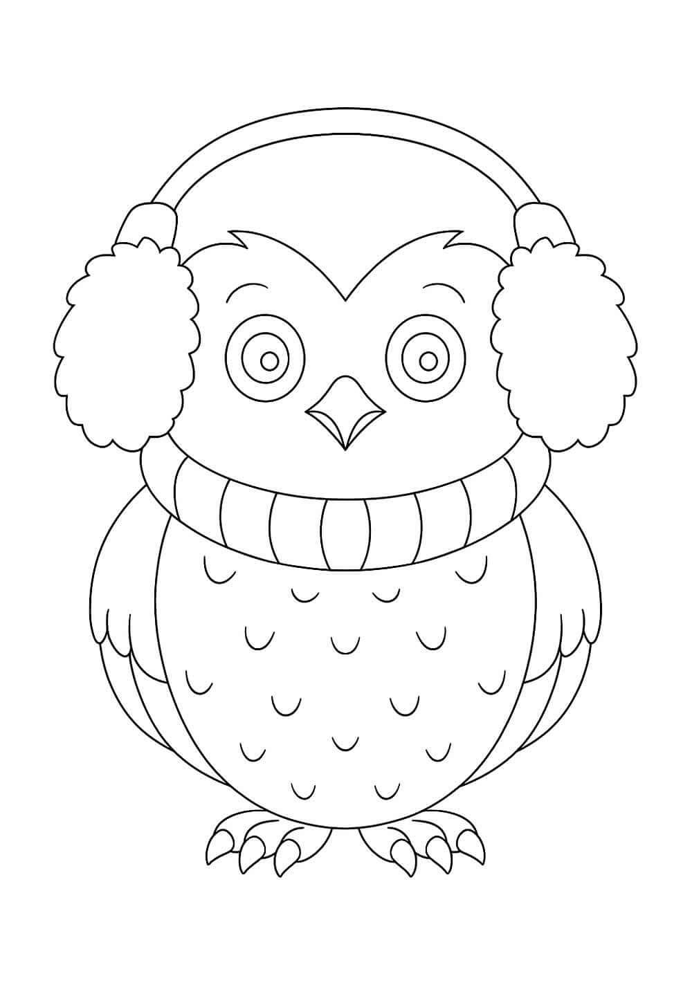 Desenho de Coruja de Natal para imprimir
