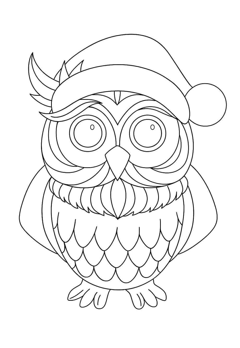 Desenho de Coruja de Natal para imprimir