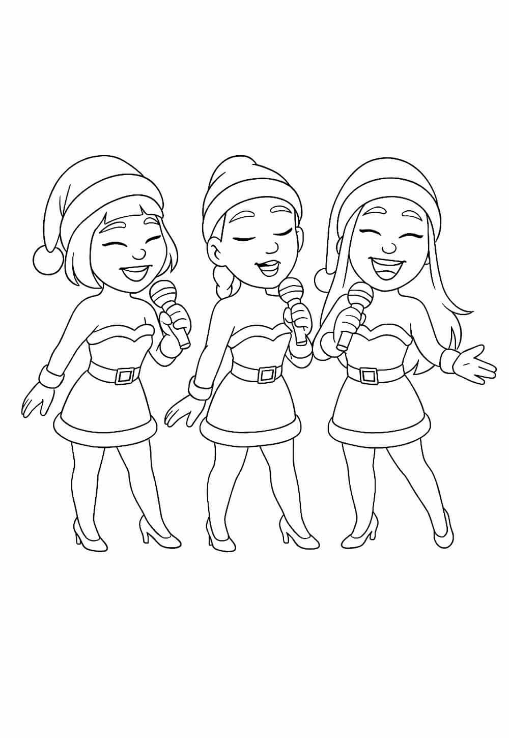 Desenho de Guerreiras do K-Pop (Natal) para imprimir