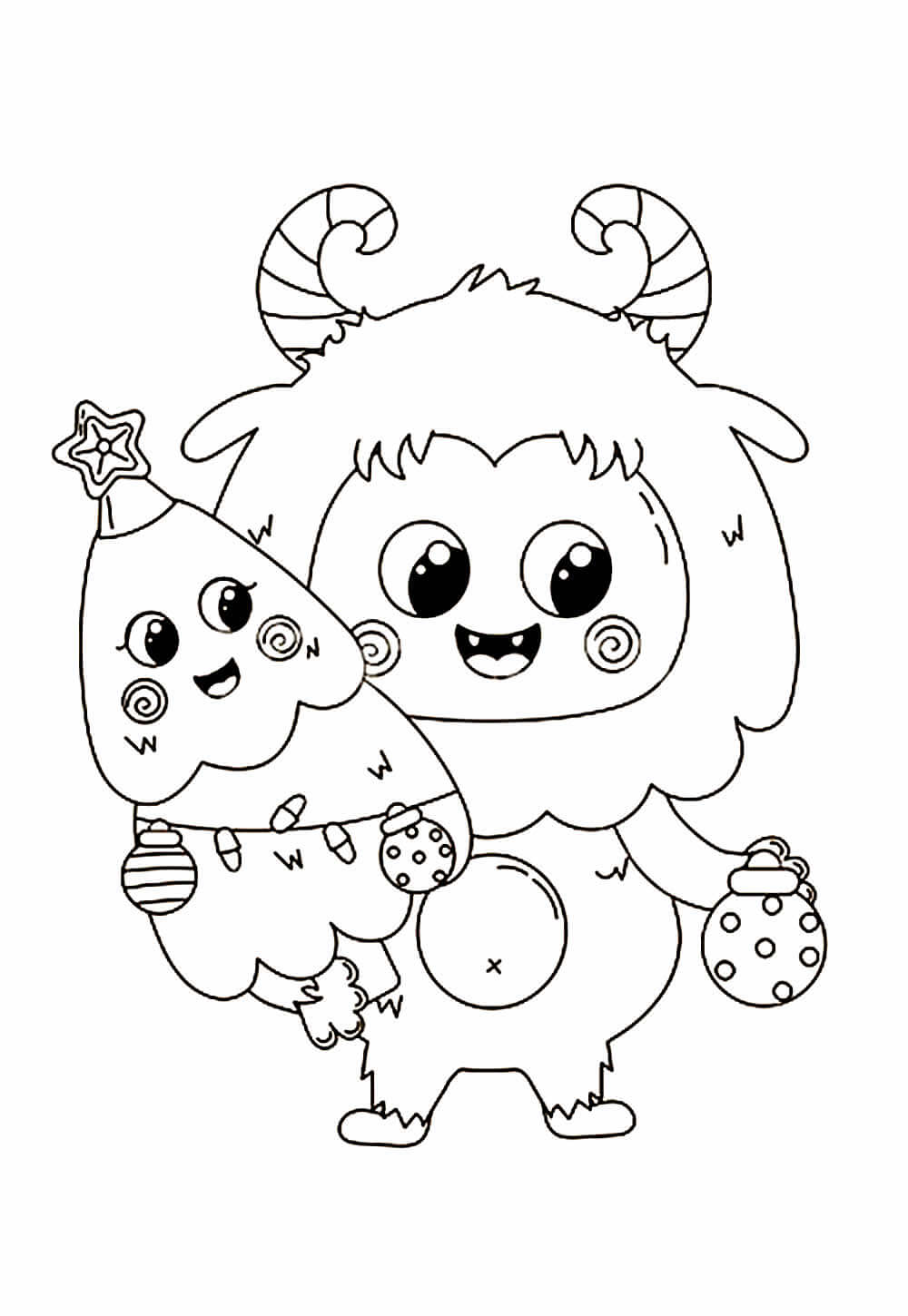 Desenho de Kawaii (Natal) para imprimir