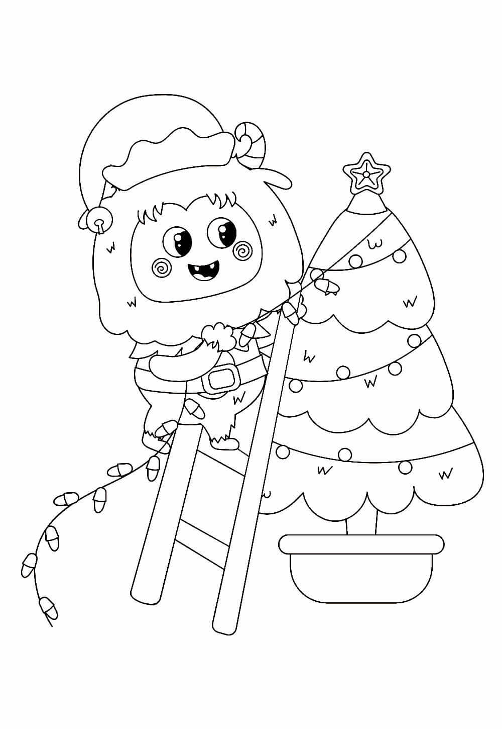 Desenho de Kawaii (Natal) para imprimir