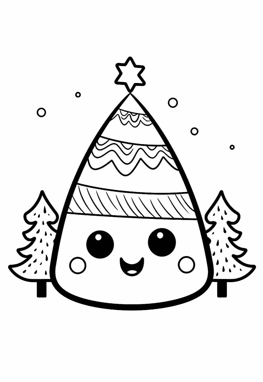 Desenho de Kawaii (Natal) para imprimir