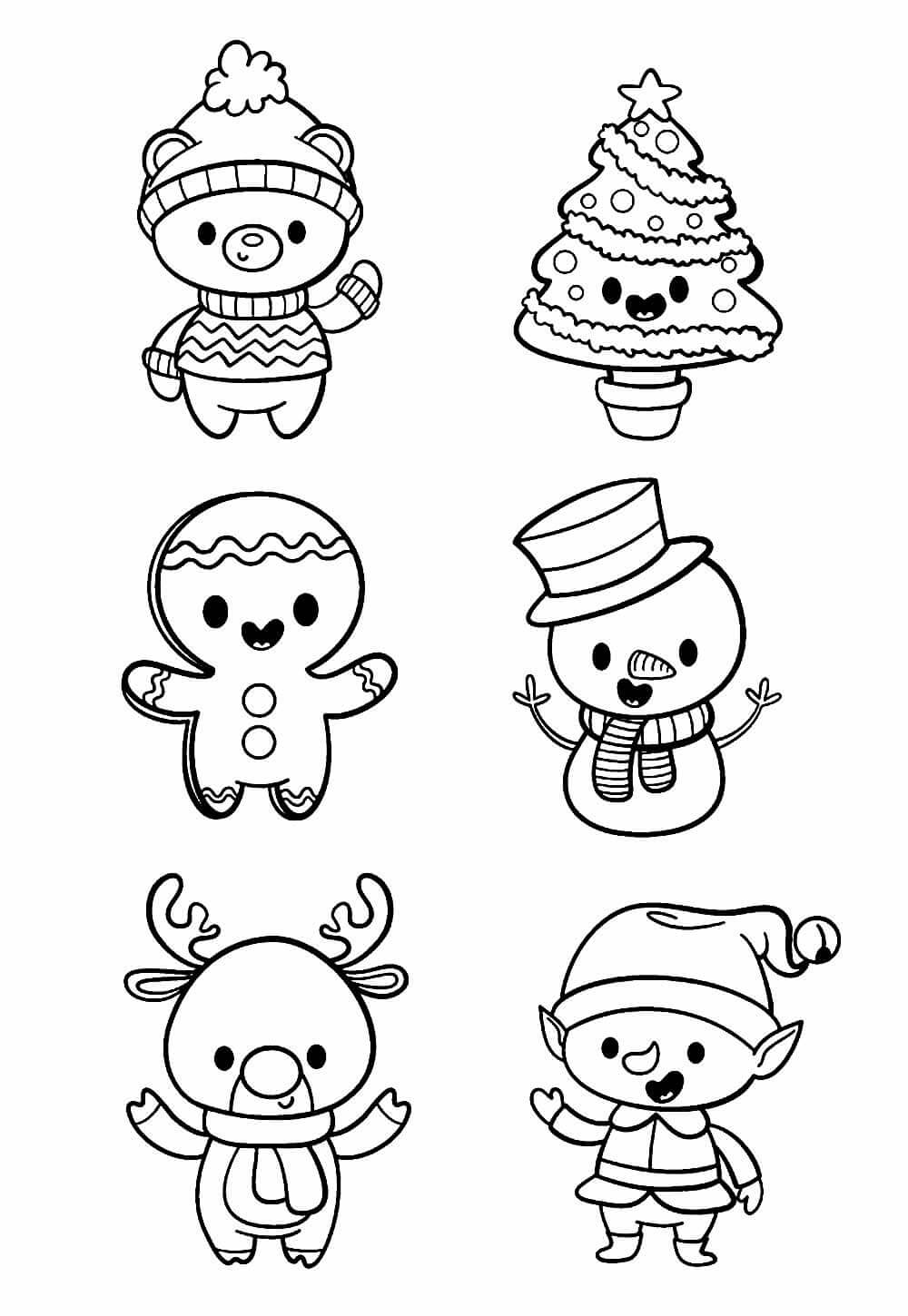 Desenho de Kawaii (Natal) para imprimir