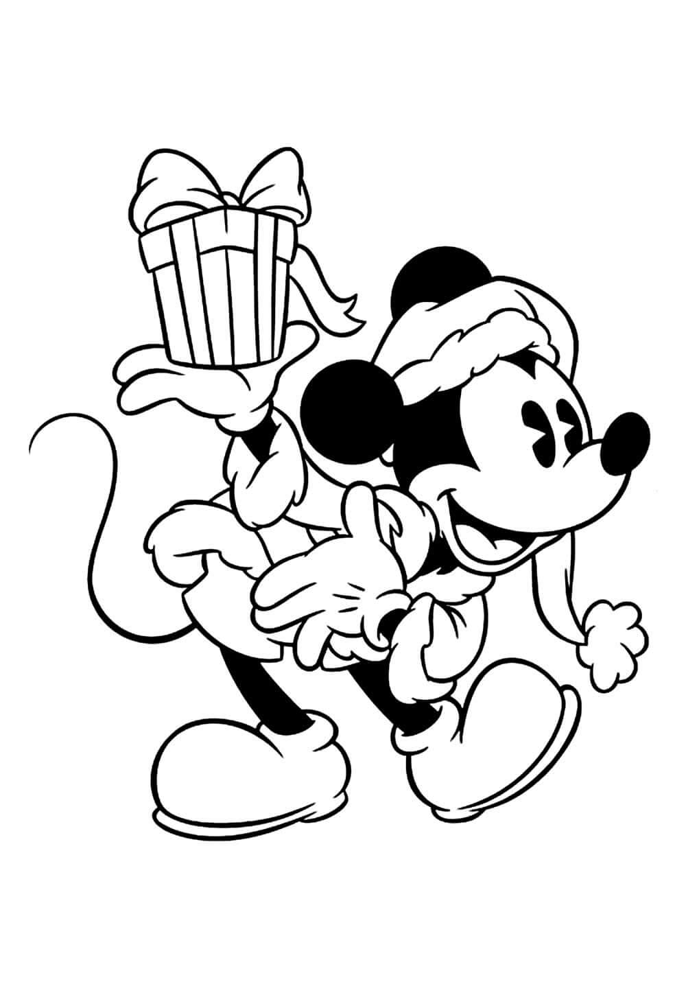 Desenho de Mickey (Natal) para imprimir