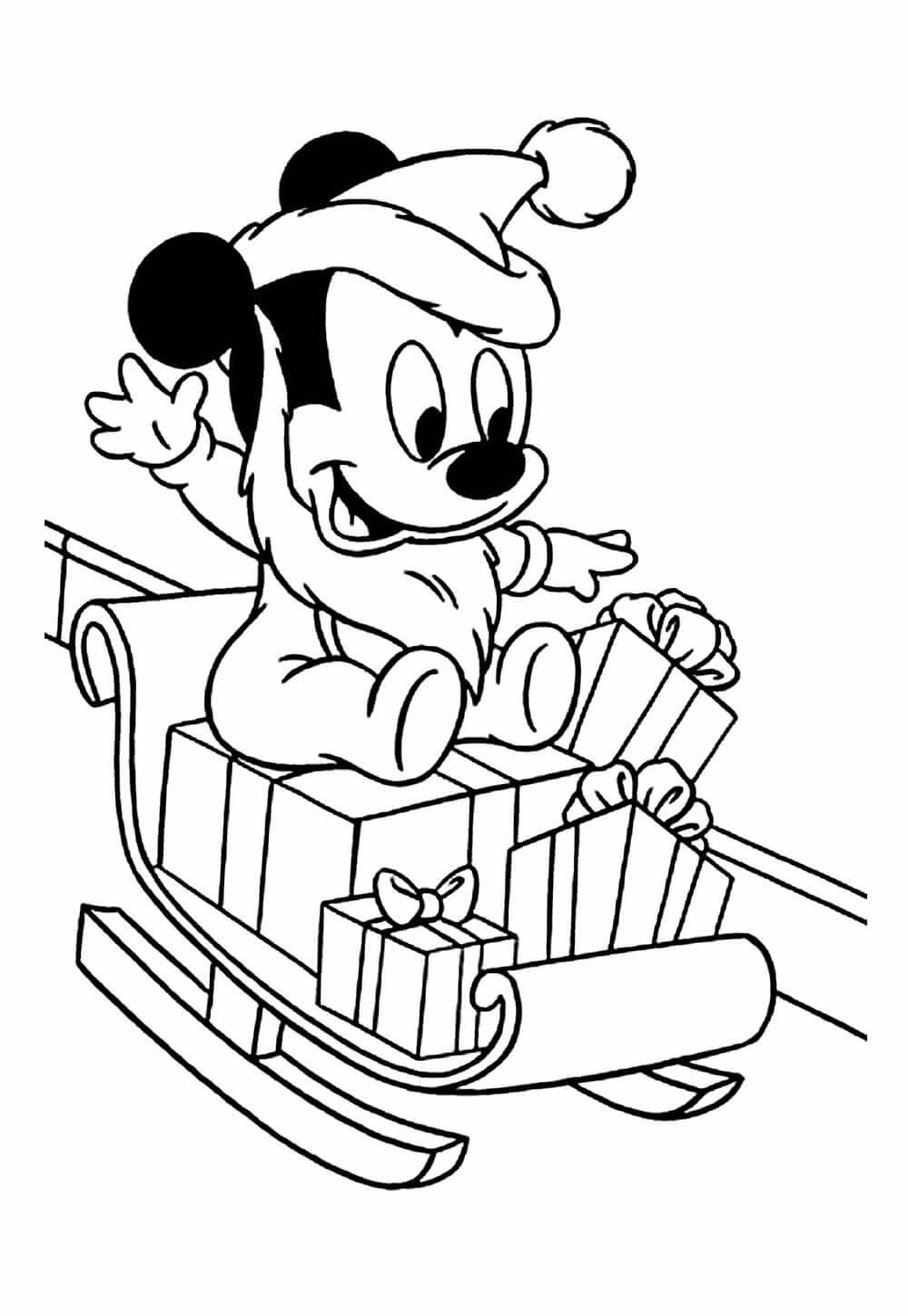 Desenho de Mickey (Natal) para imprimir