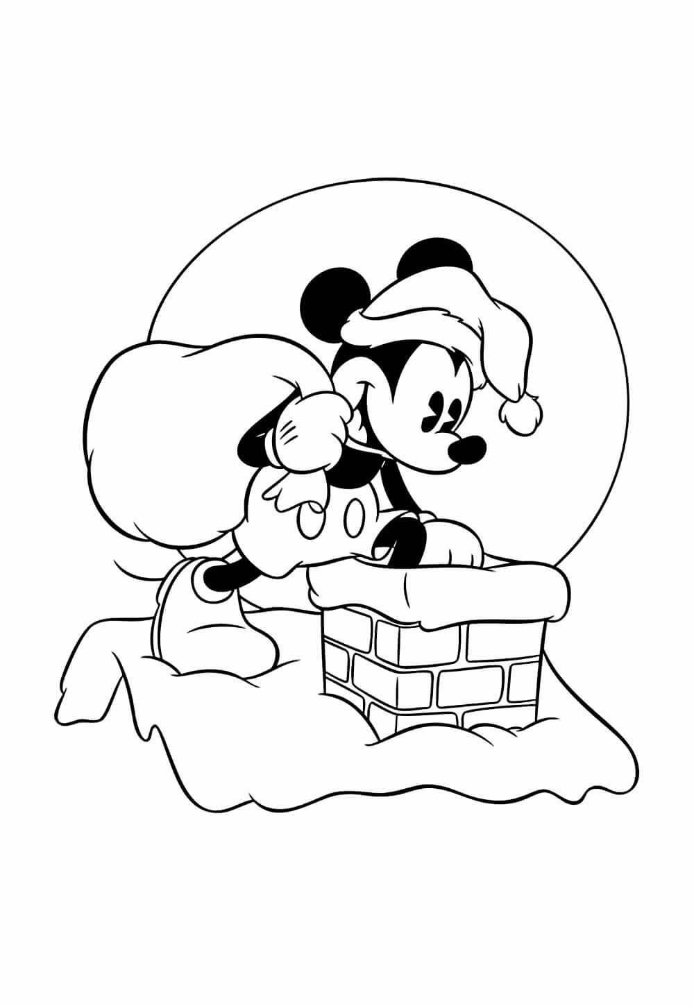 Desenho de Mickey (Natal) para imprimir
