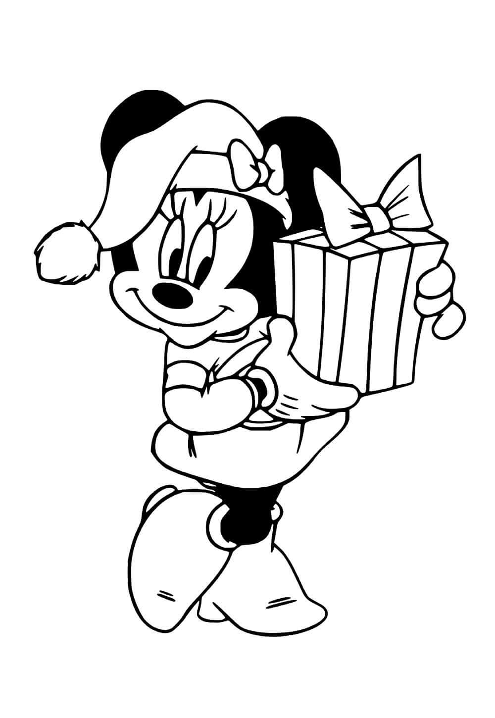 Desenho de Minnie (Natal) para imprimir