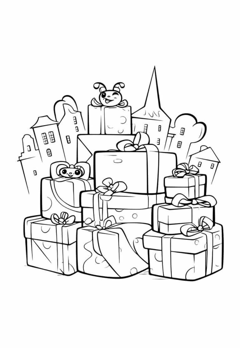 Desenho de Presentes de Natal para imprimir