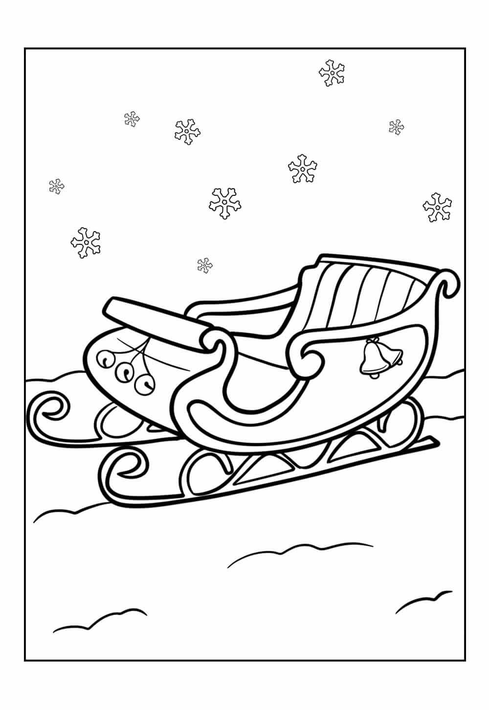 Trenó do Papai Noel para Colorir e Imprimir