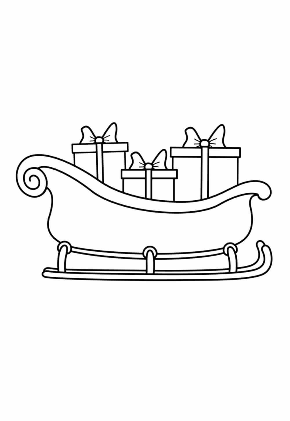 Desenho de Trenó do Papai Noel para imprimir