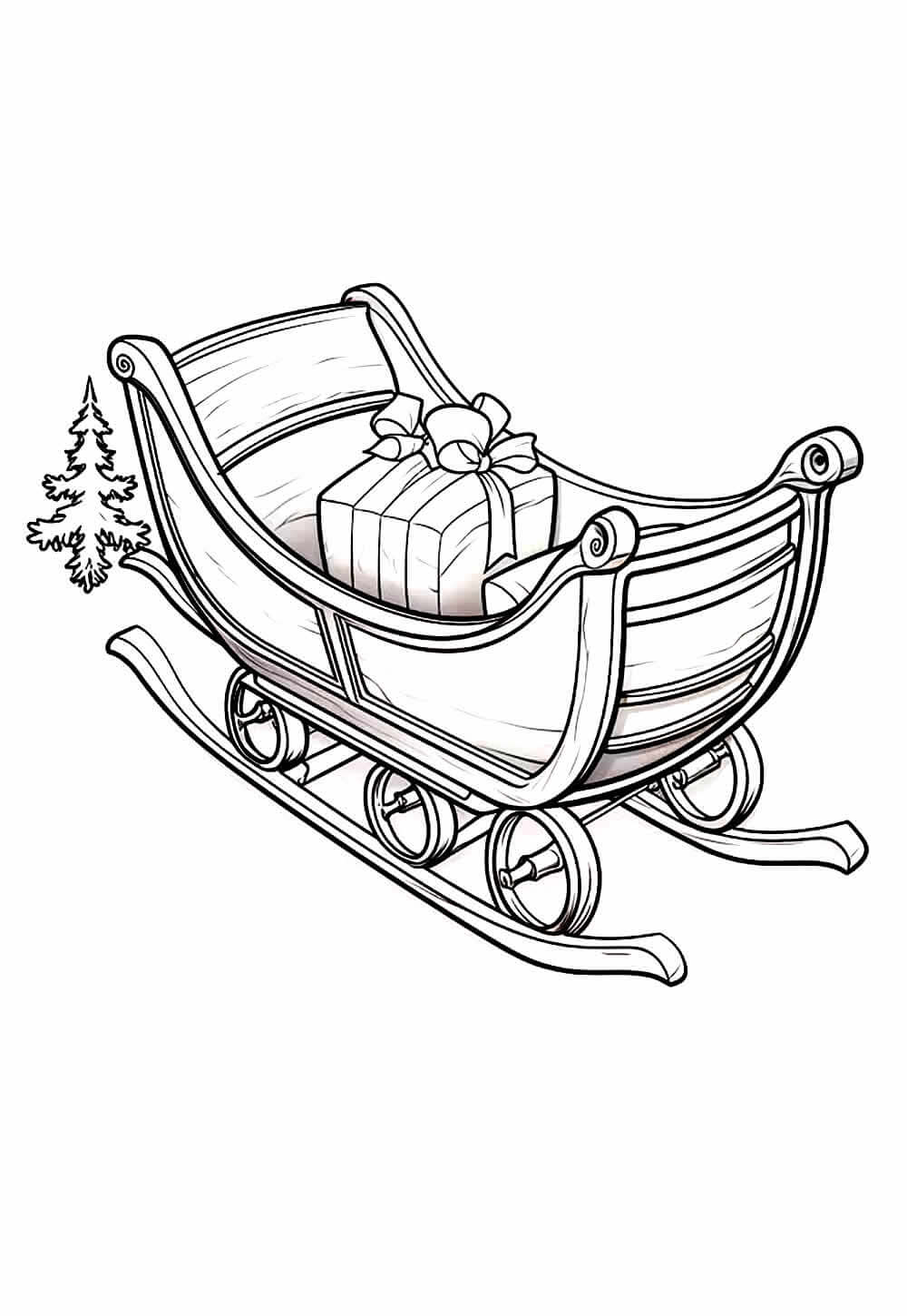 Desenho de Trenó do Papai Noel para imprimir