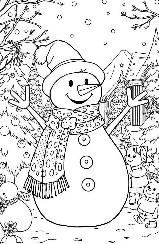 Desenho de Boneco de Neve para imprimir