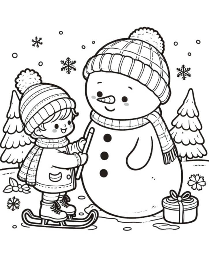 Desenho de Boneco de Neve para imprimir