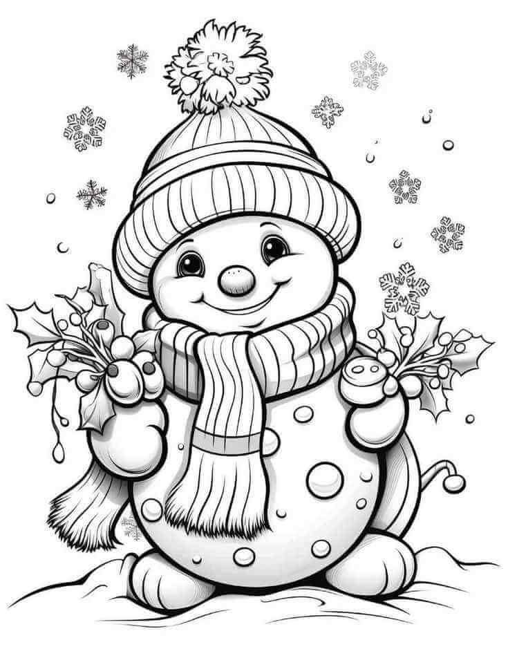 Desenho de Boneco de Neve para imprimir