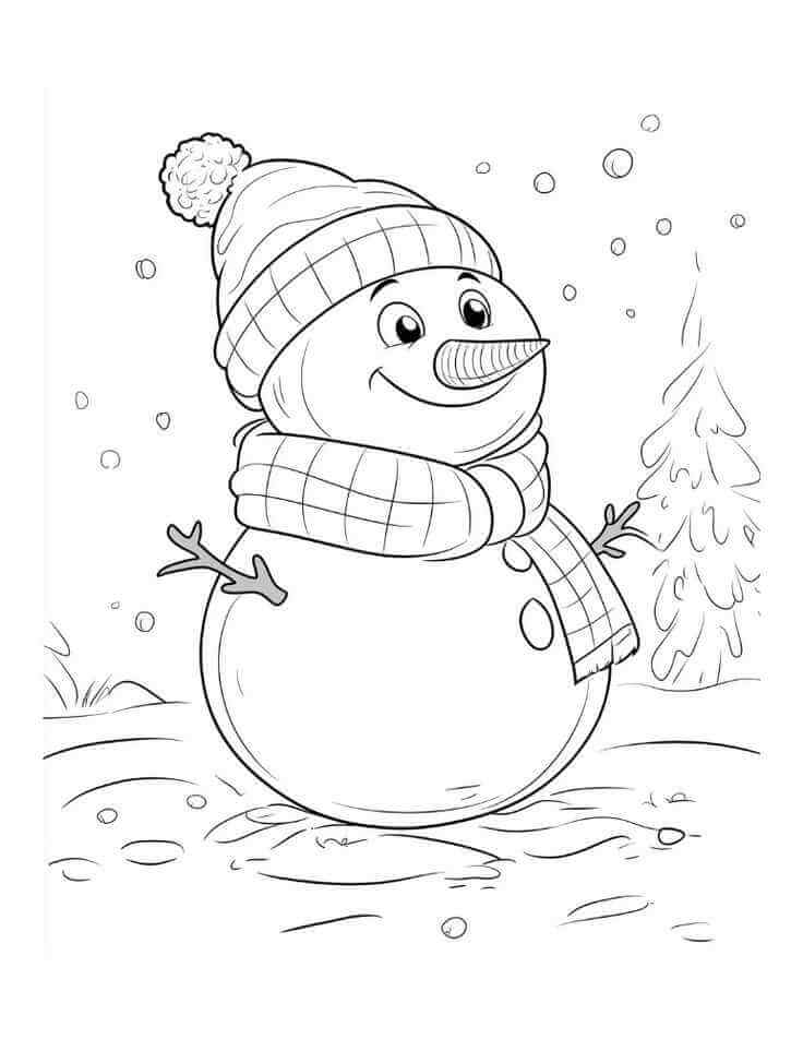 Desenho de Boneco de Neve para imprimir