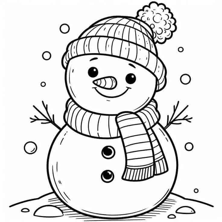 Desenho de Boneco de Neve para imprimir