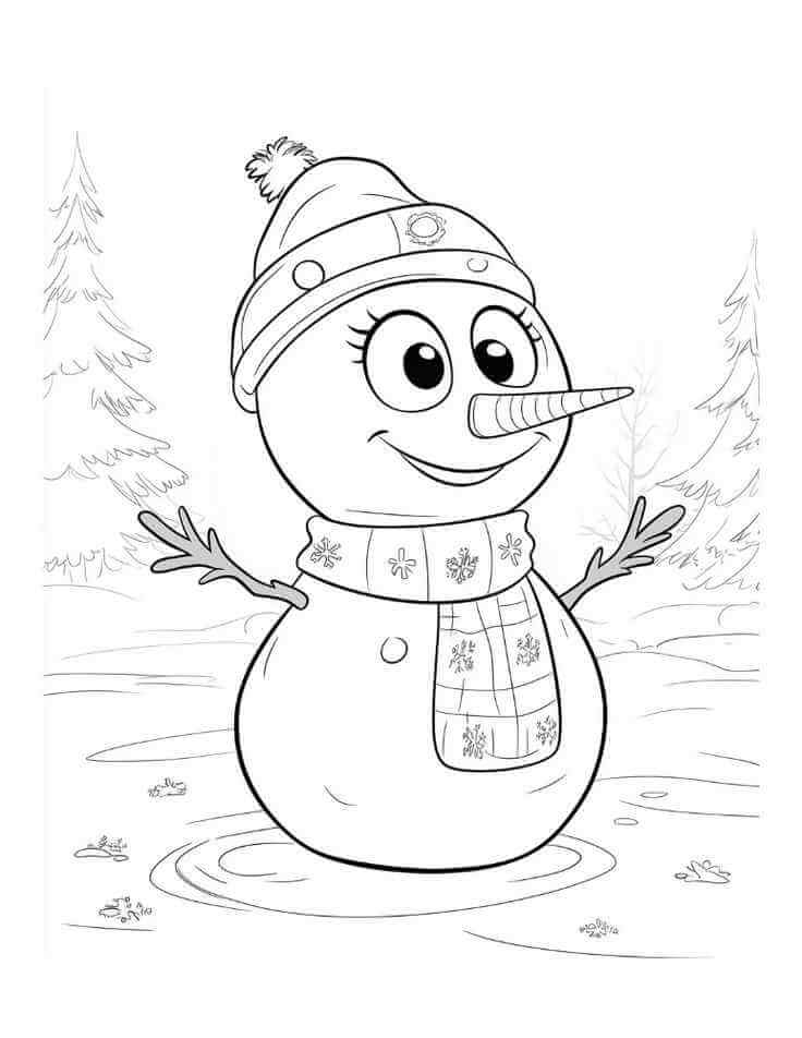 Desenho de Boneco de Neve para imprimir