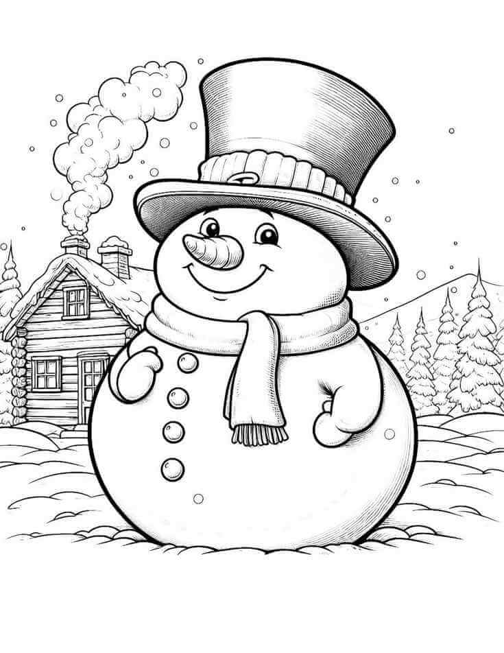 Desenho de Boneco de Neve para imprimir